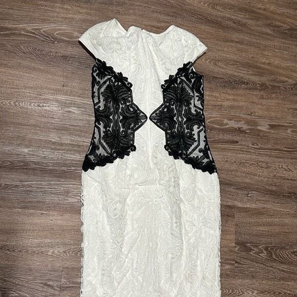 Tadashi Shoji black white lace midi dress semi formal 8 - Picture 11 of 11